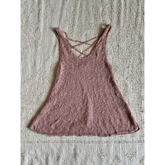 AMERICAN EAGLE OUTFITTERS Rose Pink Nubby Knit Strappy Back Tank Size Medium - Picture 1 of 12